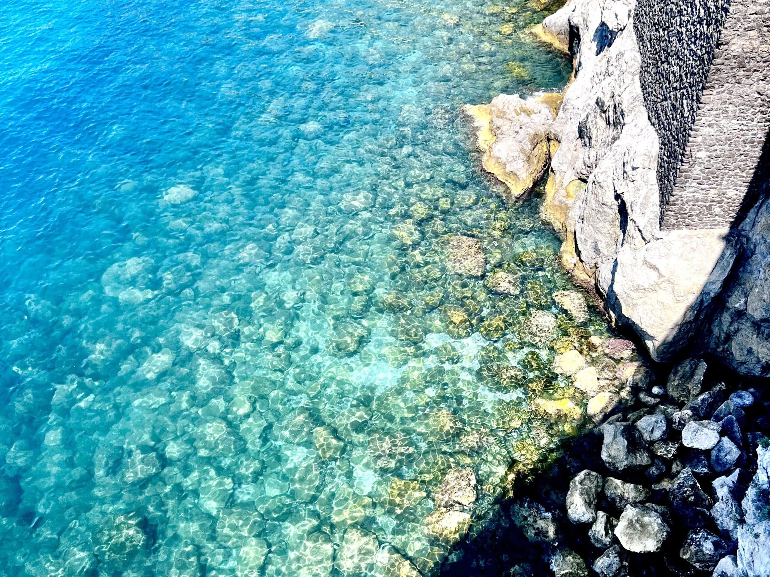 View of the crystal clear blue waters of Amalfi
